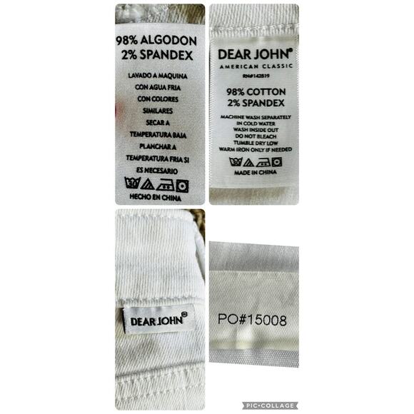 Dear John Lillie Frayed hem Cut Off Denim Jean White Embroidered Shorts Size 30 - Picture 5 of 16